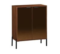 Buffet vintage effet bois de noyer buffet haut vaisselier deux portes vitrées aspect fumé L 83 x 38 x 100cm