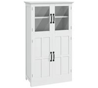 HomCom - Buffet vitrine 4 portes 2 étagères style contemporain blanc avec poignées métal noir