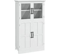 HomCom - Buffet vitrine 4 portes 2 étagères style contemporain blanc avec poignées métal noir