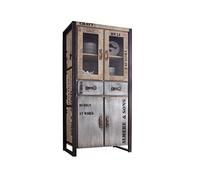 Buffet/Vitrine industrielle - Bois massif de manguier brut - Fer et bois imprimé - FACTORY #136