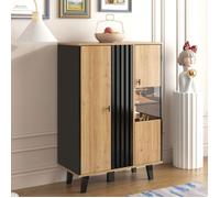 Buffet vitrine - OEM - 120x40x80 cm - Éclairage LED - Design contemporain - Stratifié bois