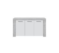 Buffet WENDY 3 portes L144cm - Blanc / Béton