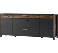 Buffet WINDSOR gris anthracite et chêne foncé - 3 tiroirs et 2 portes - 196,8 x 80,6 x 44 cm