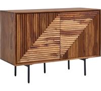 Buffet WOHNLING 100x71x40 cm bois massif de sheesham / métal buffet, commode avec deux portes, armoire commode bois moderne, armoire colonne salon