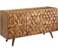 Buffet WOHNLING 138x76x45 cm bois massif de sheesham buffet avec portes & tiroirs, commode armoire commode bois moderne, armoire colonne salon