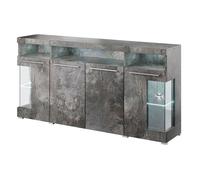 Buffet XL 180cm avec 4 portes couleur gris effet ardoise collection BOMBAY