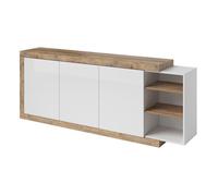 Buffet XL 220cm coloris chêne et blanc brillant avec nombreux rangements collection SINATRA.