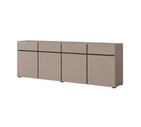Buffet XL coloris beige et noir 225cm collection HAVANA. Bahut design avec 4 portes et 4 tiroirs.