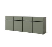 Buffet XL coloris vert sauge 225cm collection HAVANA. Bahut design avec 4 portes et 4 tiroirs.