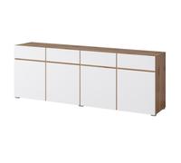 Buffet XL HAVANA - 225 cm - 4 portes et 4 tiroirs - Chêne et blanc - Design moderne sans poignées
