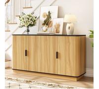 Buffet - Zephmum - 4 portes cannelé vertical bois pour salon couloir salle à manger