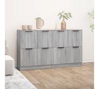 Vidaxl Buffets 2 Pcs Sonoma Gris 60x30x70 Cm Bois D'ingénierie Marron