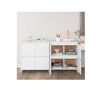 Buffets 2 pcs, Armoires avec 4 Portes, Meubles de Rangement, Organisateurs de Salle de Séjour Salon, Blanc Bois d'Ingénierie