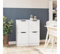 Buffets 2 pcs blanc 30x30x70 cm bois d ingénierie Blanc G