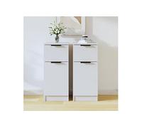 811116 vidaXL Buffets 2 pcs Blanc 30x30x70 cm Bois d'ingénierie