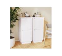 Vidaxl Buffets 2 Pcs Blanc 31,5x34x75 Cm Bois Massif De Pin Multicolore
