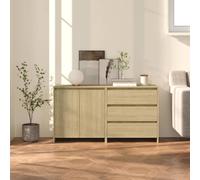 Buffets 2 pcs Chêne Fumé Bois d'Ingénierie Armoires Latérales Rangement vidaXL