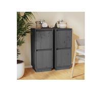 Vidaxl Buffets 2 Pcs Gris 31,5x34x75 Cm Bois Massif De Pin Multicolore