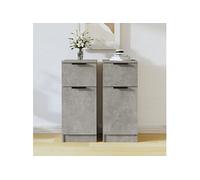 vidaXL Buffets 811124 - 2 pcs Gris béton 30x30x70 cm Bois d'ingénierie