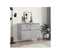Vidaxl Buffets 2 Pcs Gris Béton 40x35x70 Cm Bois D'ingénierie Gris