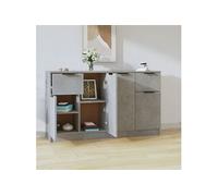Vidaxl Buffets 2 Pcs Gris Béton 60x30x70 Cm Bois D'ingénierie Marron