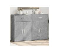 vidaXL Buffet armoire de rangement 2 pièces bois d'ingénierie gris béton 60x30x84 cm salon/chambre