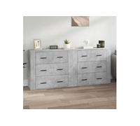 Vidaxl Buffets 2 Pcs Gris Béton Bois D'ingénierie Marron