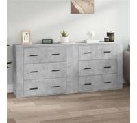Vidaxl Buffets 2 Pcs Gris Béton Bois D'ingénierie Marron
