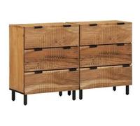 Buffets 2 pcs Marron 60x33x75 cm Bois Massif d Acacia G