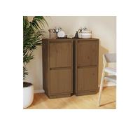 Buffets 2 pcs Marron miel 31,5x34x75 cm Bois massif de pin813387