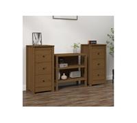 vidaXL 2x Buffets Armoires Latérales Organisateurs de Maison Meubles de Rangement Salon Intérieur Marron Miel 40x35x80 cm 813746