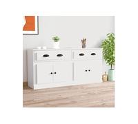 vidaXL Buffet 2 pièces Meuble de rangement Bois d'ingénierie Blanc