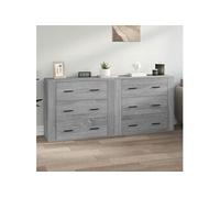 Vidaxl Buffets 2 Pcs Sonoma Gris Bois D'ingénierie Marron