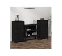 vidaXL 2x Buffets Armoires Latérales Organisateurs de Maison Meubles de Rangement Salon Intérieur Noir 40x35x80 cm Bois 813748