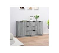 Vidaxl Buffets 2 Pcs Sonoma Gris 60x30x70 Cm Bois D'ingénierie Marron