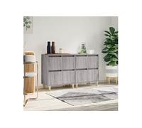 vidaXL Buffets 2 pcs Meuble de rangement scandinave avec compartiments Sonoma gris