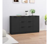 Vidaxl Buffets 2 Pcs Noir 60x30x70 Cm Bois D'ingénierie Marron