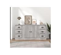 vidaXL Buffets 3 pcs, Armoires de Rangement avec Tiroir, Meubles de Rangement, Armoires Latérales Salon Salle de Séjour, Moderne, Sonoma Gris Bois d'Ingénierie