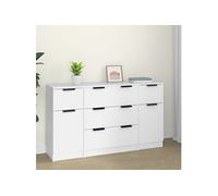 Vidaxl Buffets 3 Pcs Blanc Bois D'ingénierie Blanc