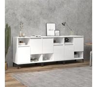 Vidaxl Buffets 3 Pcs Blanc Brillant 60x35x70 Cm Bois D'ingénierie Blanc