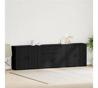 vidaXL Buffet 3 pièces Chêne noir Bois d'ingénierie Noir