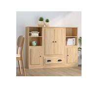 vidaXL Buffet armoire latérale Meuble de rangement 3 pièces Bois d'ingénierie Chêne Sonoma Marron