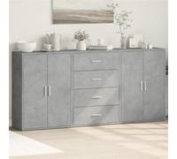Vidaxl Buffets 3 Pcs Gris Béton 60x31x84 Cm Bois D'ingénierie Marron