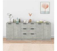 vidaXL Buffets 3 pièces Armoires de rangement Bois d'ingénierie Gris béton
