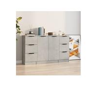 vidaXL Buffet 3 pcs, Meubles de Rangement avec Tiroir et Porte, Armoires de Rangement, Buffets de Salon Salle de Séjour, Moderne, Gris Béton Bois d'Ingénierie