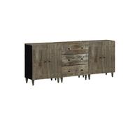 Buffets 3 pcs gris clair 60x33,5x75 cm bois de manguier massif armoire vidaXL