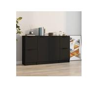 Buffets 3 pcs noir bois d ingénierie