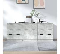 Buffets 3 pcs Noir Bois d'Ingénierie Armoires Latérales Armoires Salon vidaXL
