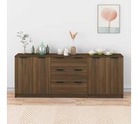Buffets 3 pcs Noir Bois d'Ingénierie Armoires Latérales Salle de Séjour vidaXL