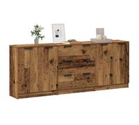 Buffets 3 pcs Noir Bois d'Ingénierie Armoires Latérales Salle de Séjour vidaXL